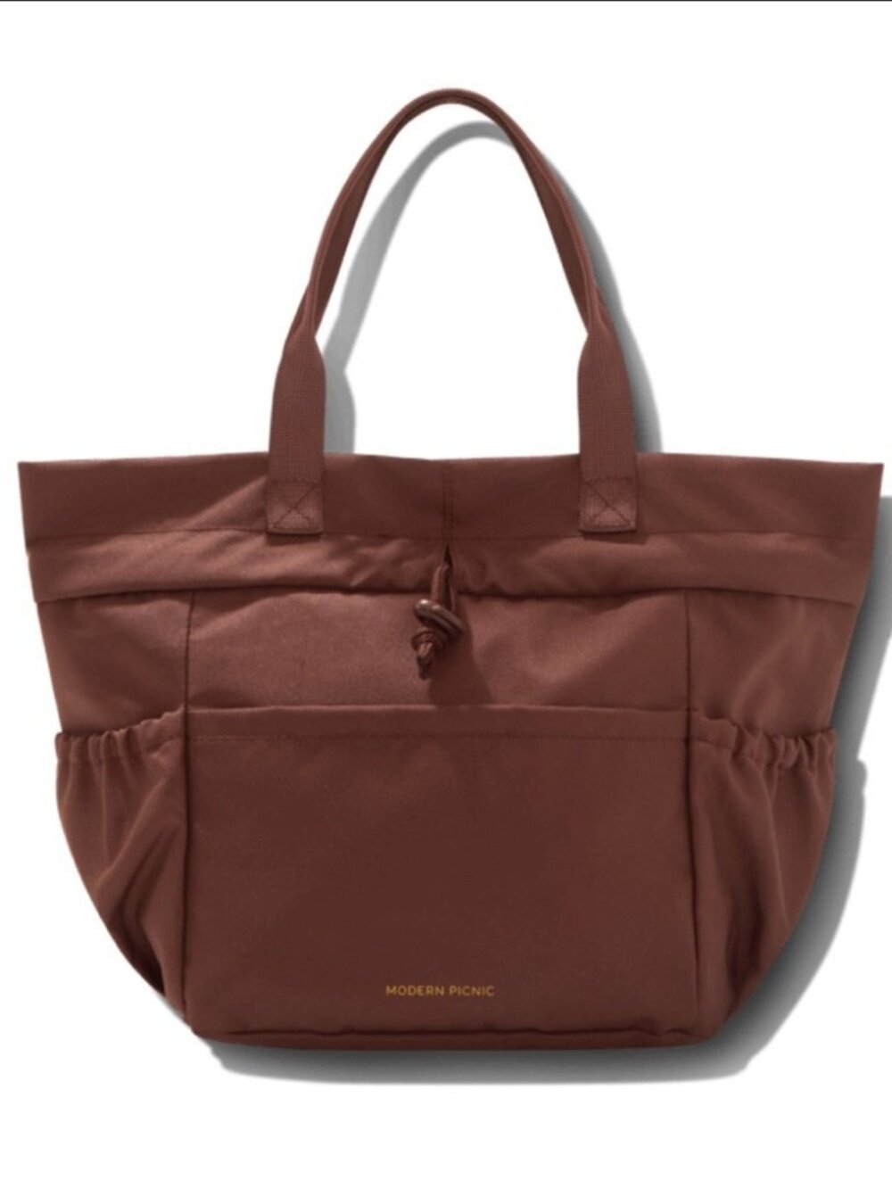 (NWT) Modern Picnic Brown Lunch Bag Recycled Material Chic Work Tote - Picture 2 of 4